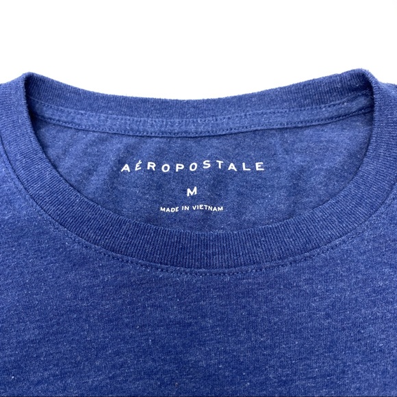 Aeropostale Navy Long Sleeve Crew Neck Tee Shirt Size Medium - Picture 6 of 8